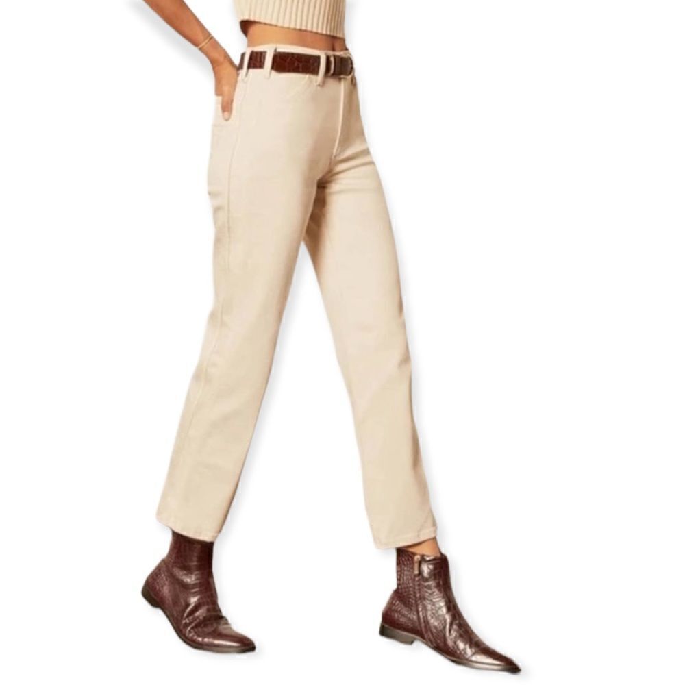 Goldsign Low Slung Straight Blonde Cigarette Cotton Neutral Jeans Midrise Sz 27